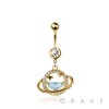 316L SURGICAL STEEL WATER PLANET STAR RING DANGLE BELLY BUTTON NAVEL RING 